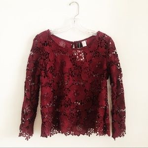 H&M Divided Burgundy Crochet Top